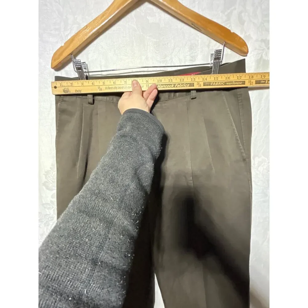 Nordstrom Pants 36x33 Brown Pleated Smartcare Cotton Actual 36x30